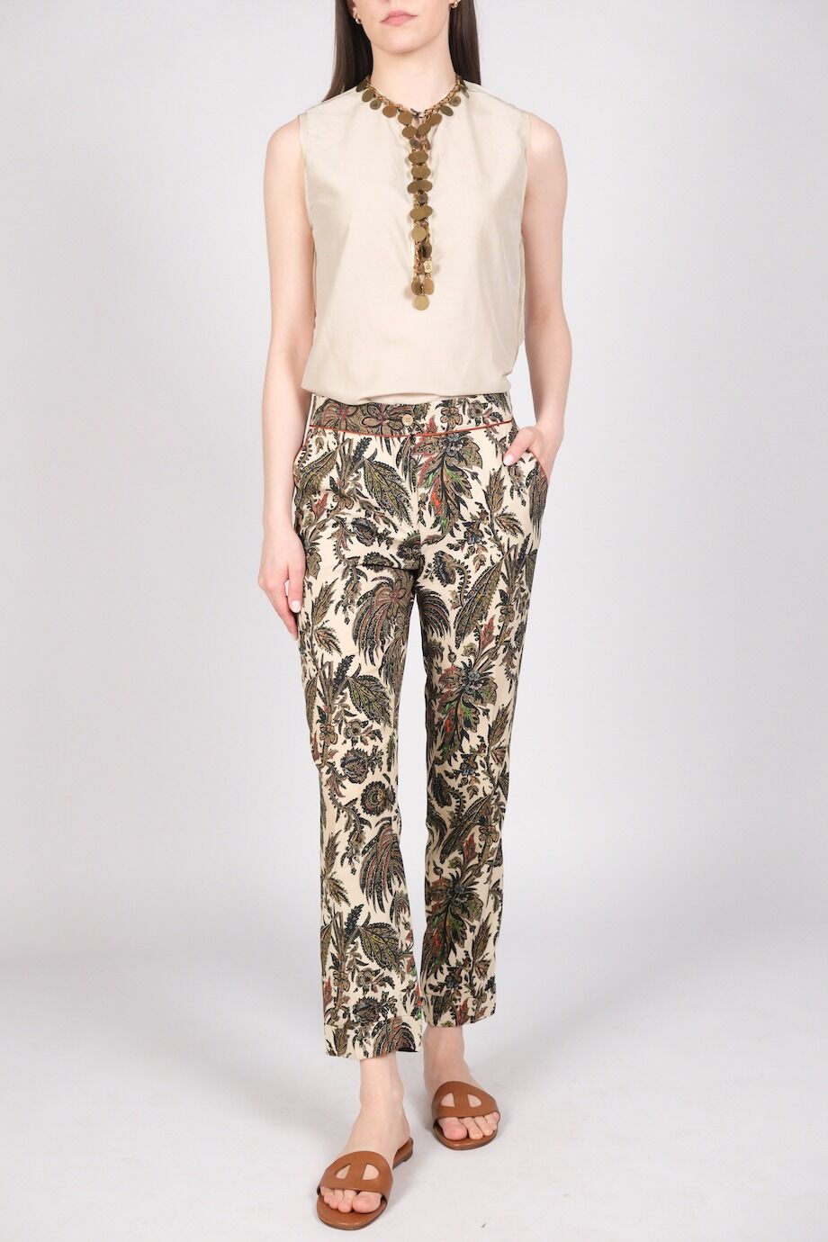 image 1 Брюки сливочного цвета с принтом