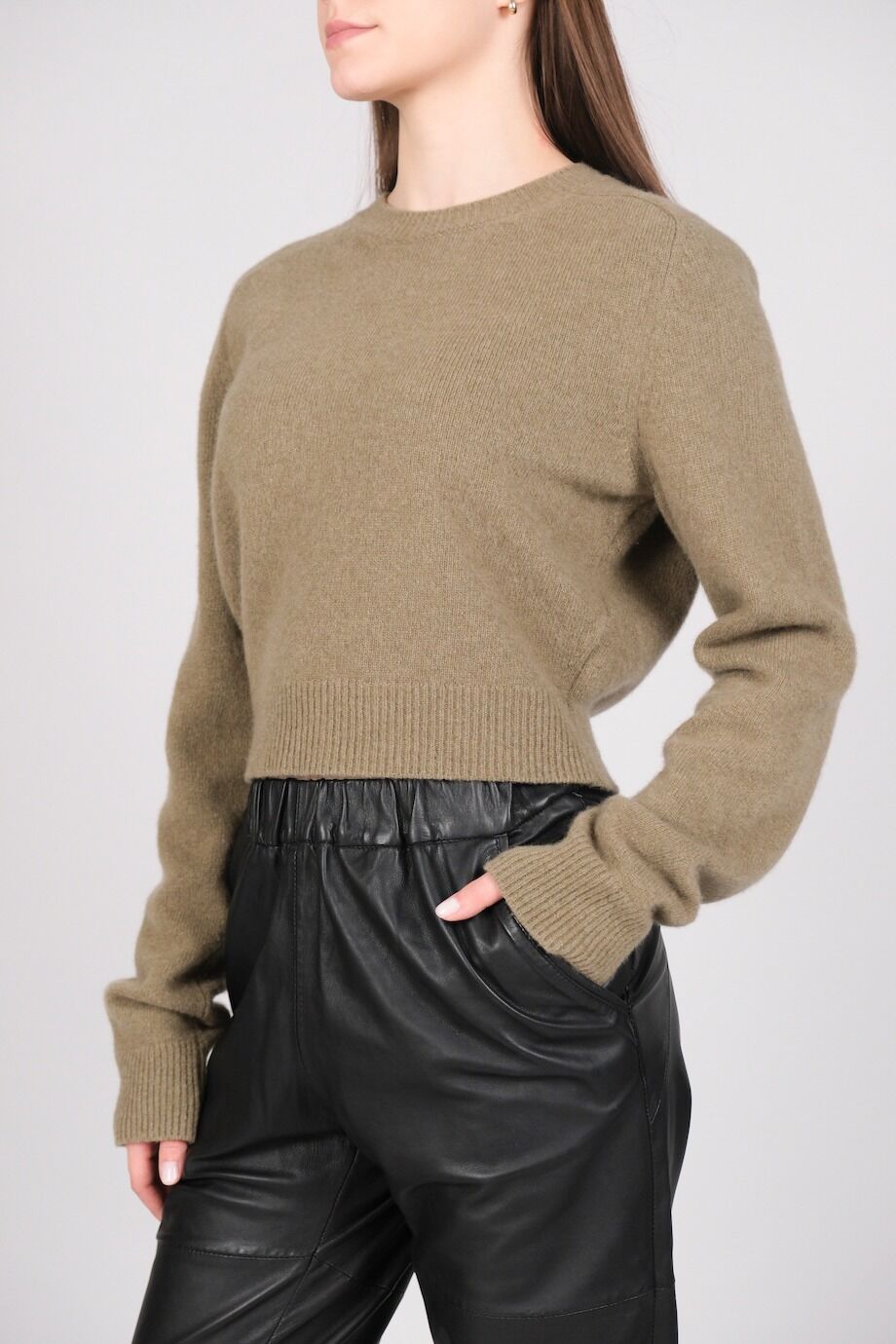 image 2 Укороченный свитер цвета хаки