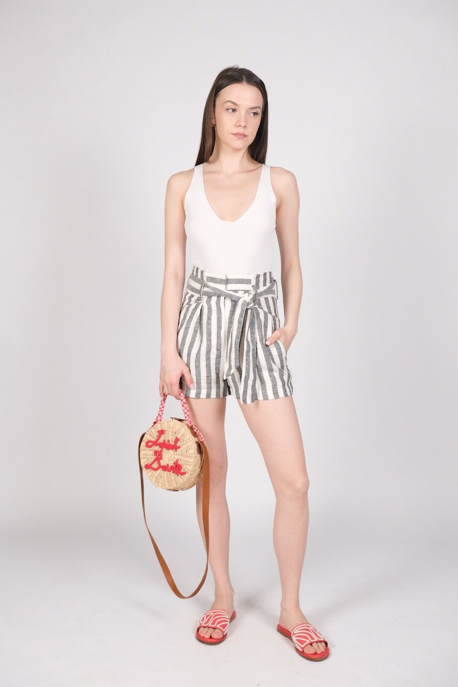 image 1 Льняные шорты в полоску