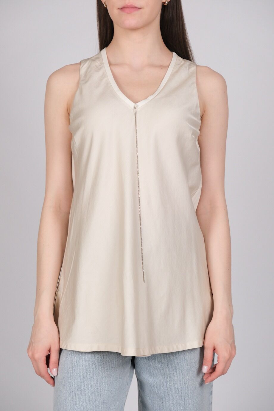 image 1 Шелковый топ кремового цвета с декором