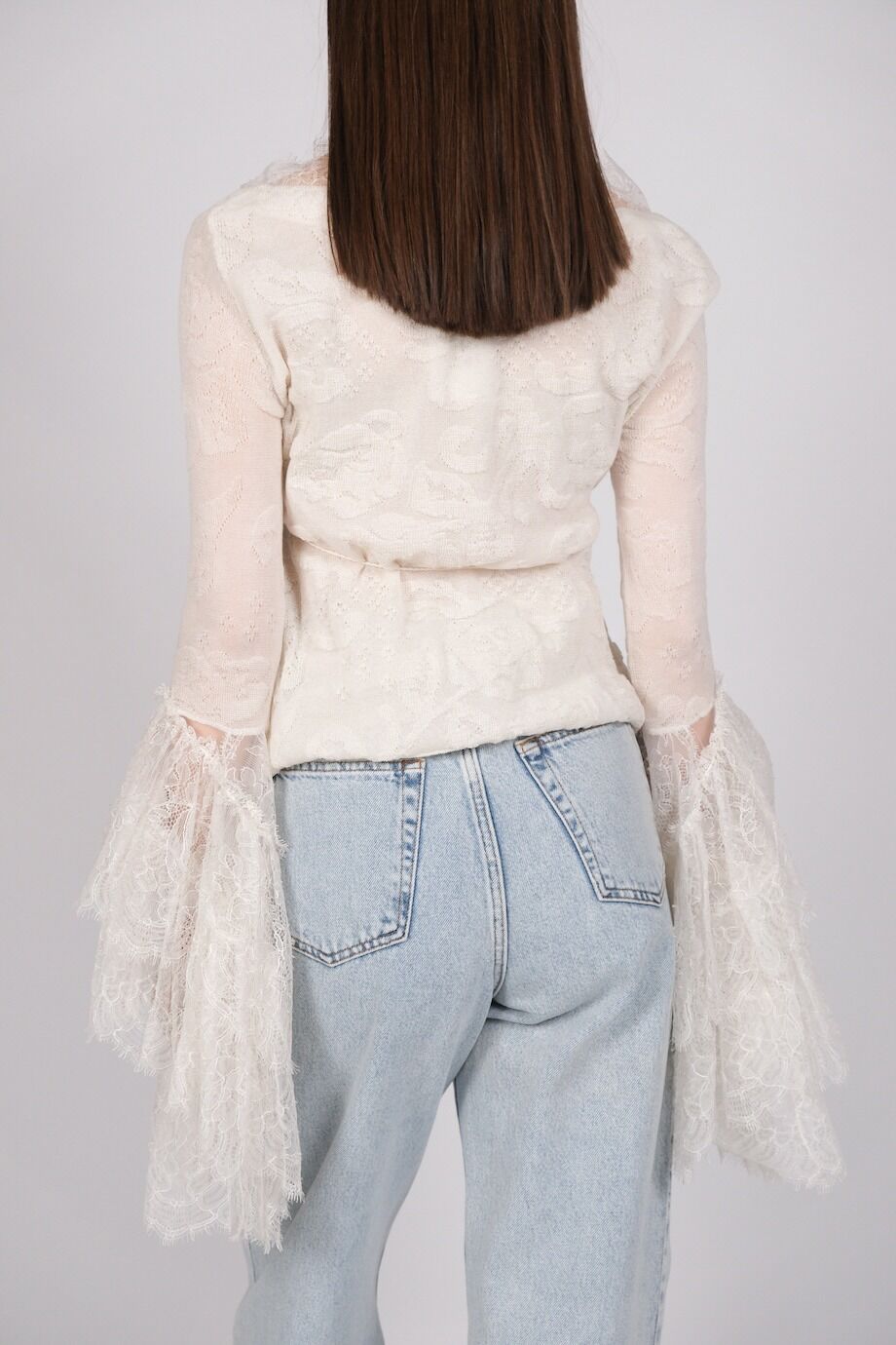 image 3 Топ молочного цвета с кружевными манжетами