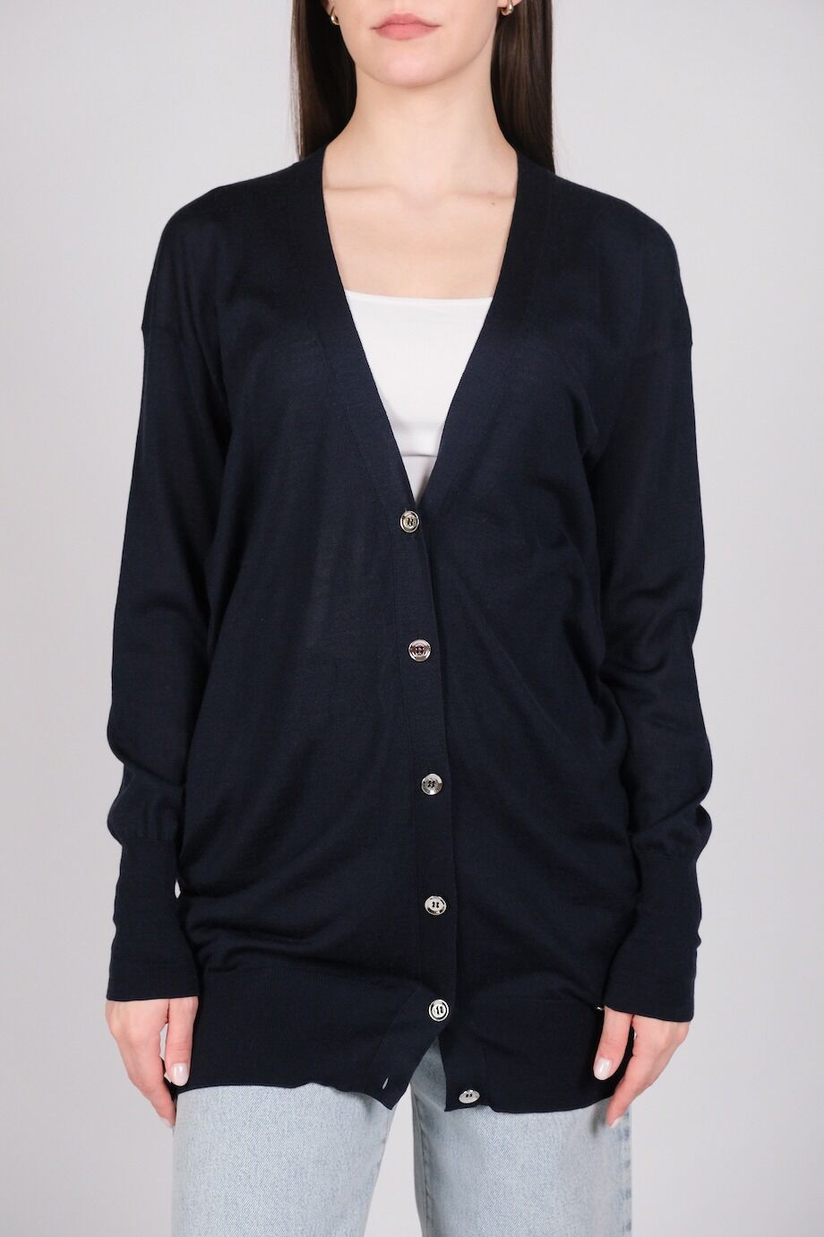 image 1 Удлиненный кардиган темно-синего цвета