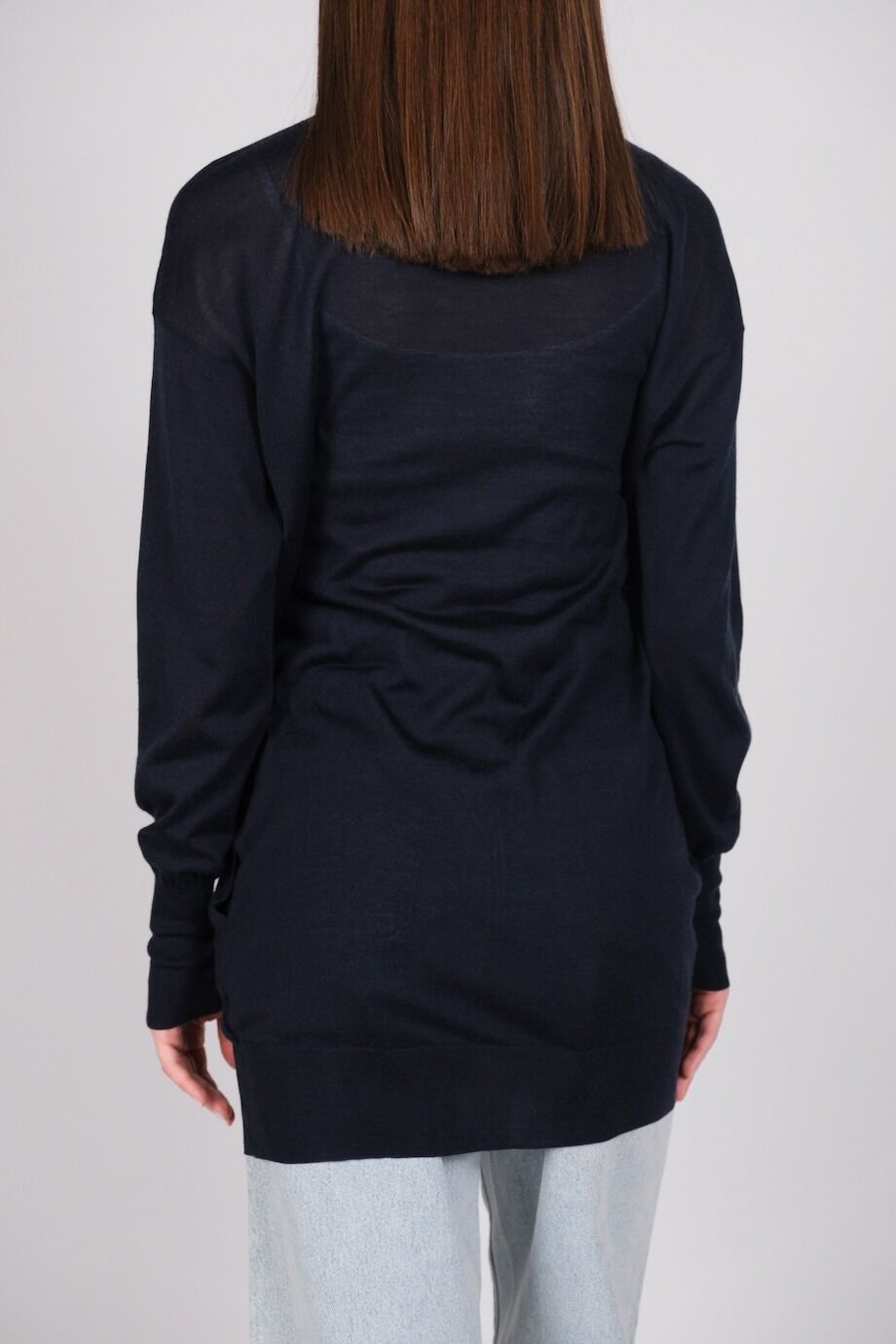 image 3 Удлиненный кардиган темно-синего цвета