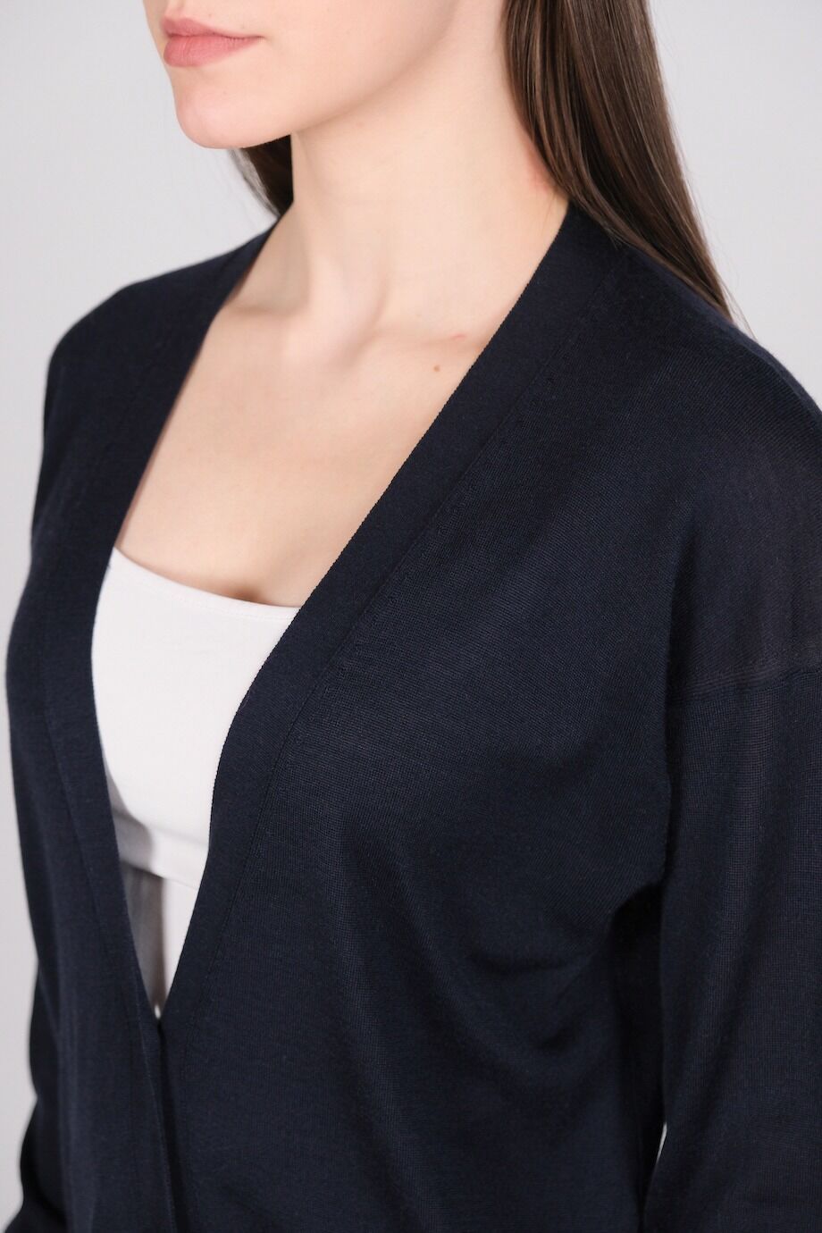 image 4 Удлиненный кардиган темно-синего цвета