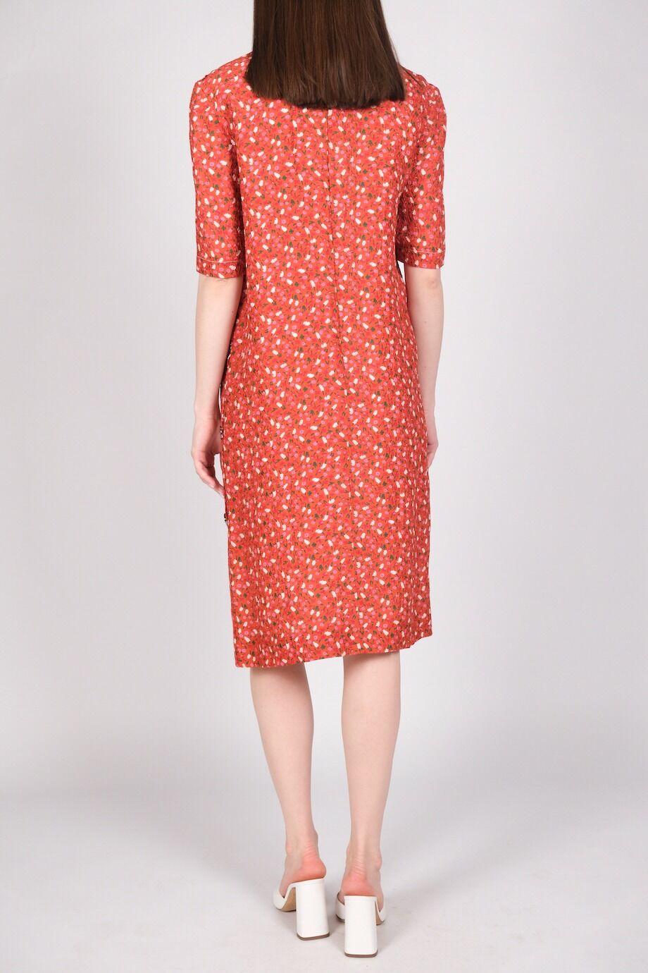image 3 Платье красного цвета в мелкий цветочек