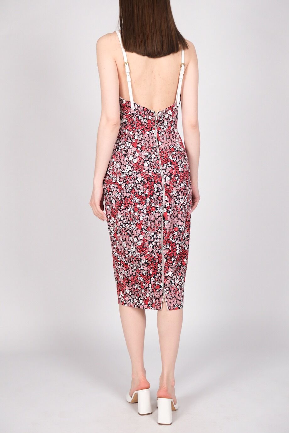 image 3 Платье с цветочным принтом на кожаных бретелях