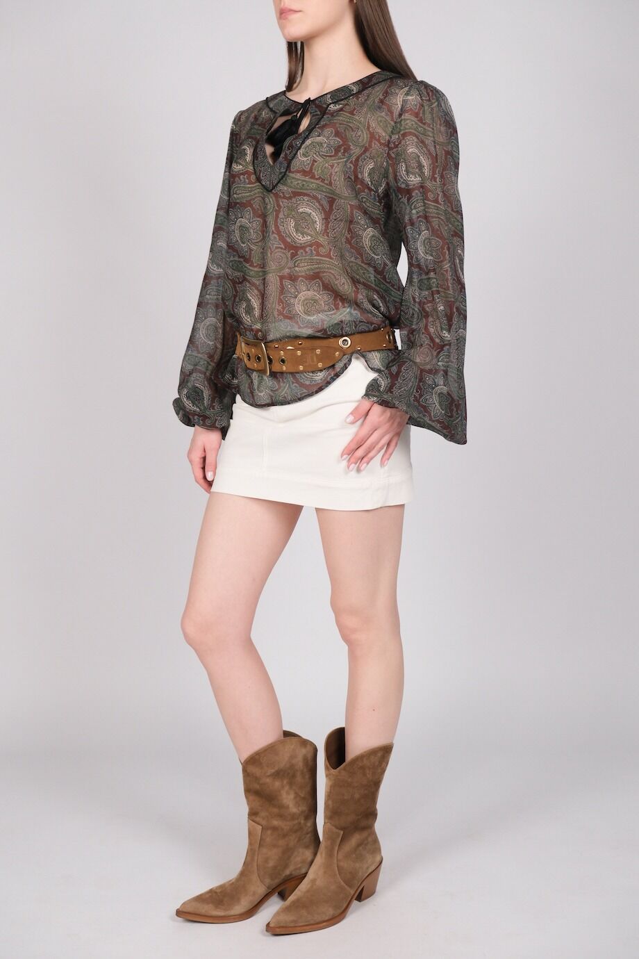 image 2 Джинсовая юбка белого цвета