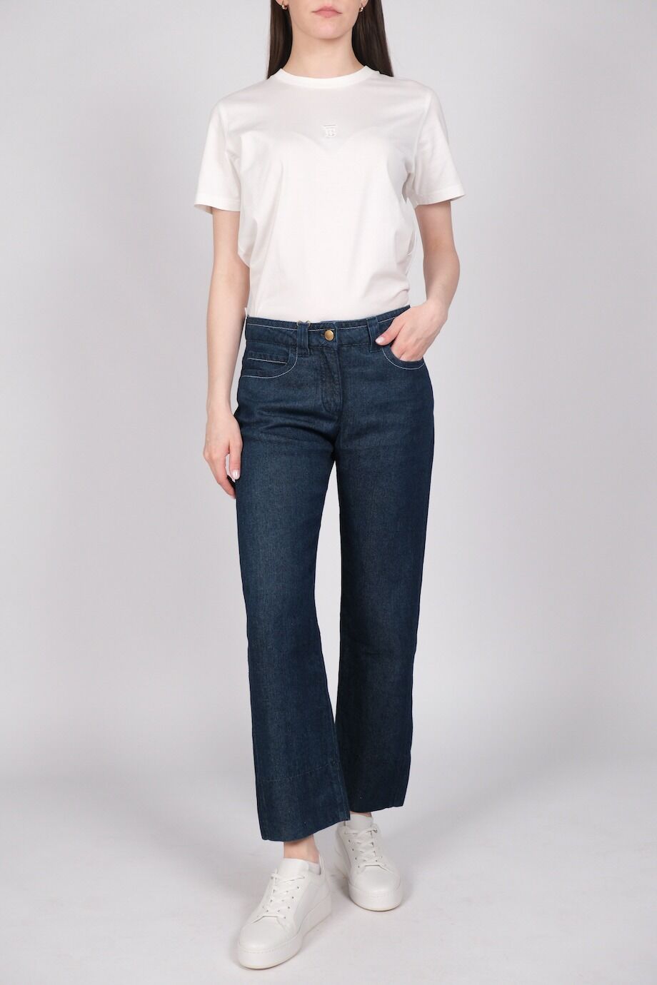 image 1 Льняные джинсы темно-синего цвета