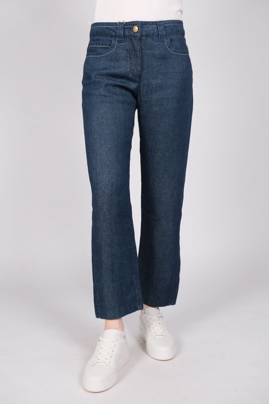 image 2 Льняные джинсы темно-синего цвета