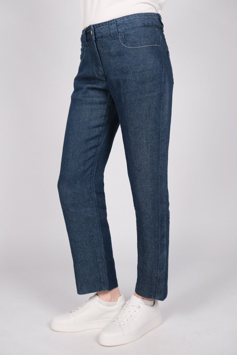 image 3 Льняные джинсы темно-синего цвета