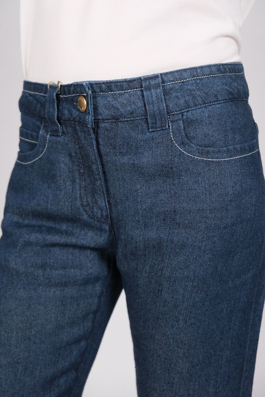 image 4 Льняные джинсы темно-синего цвета