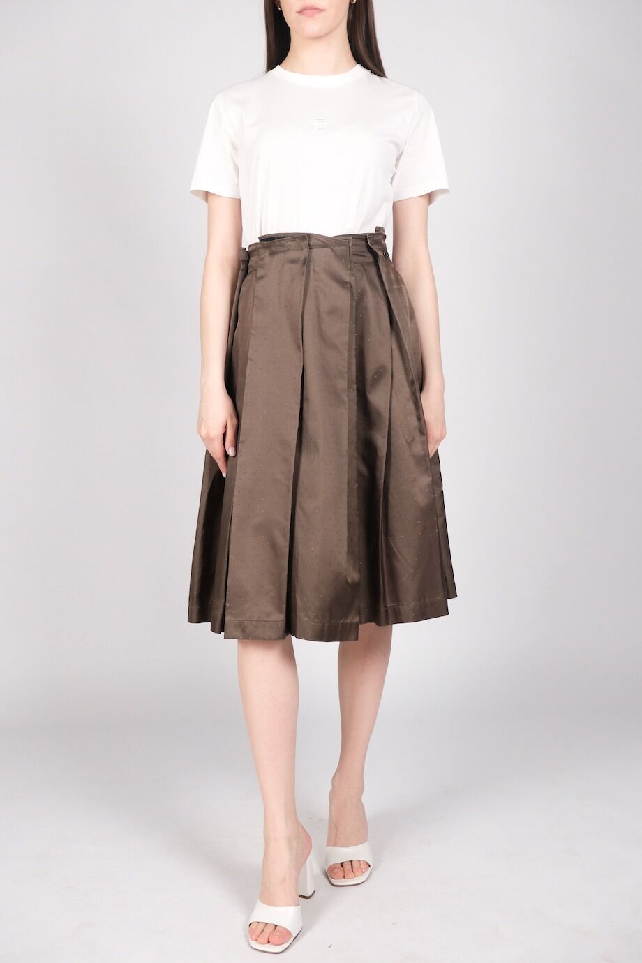 image 1 Юбка в складку серо-оливкового цвета