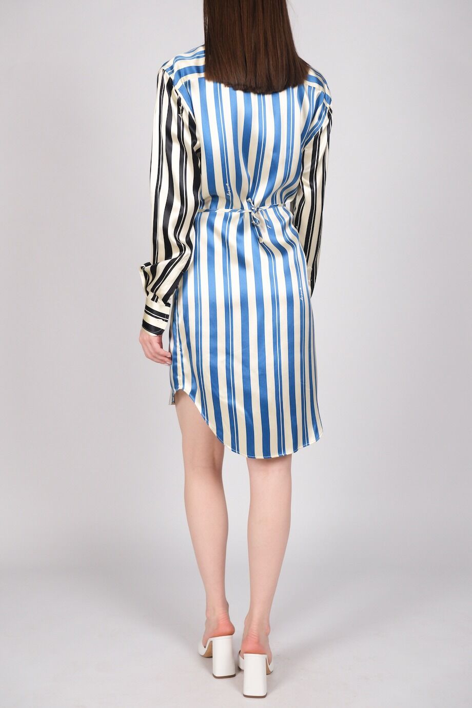 image 3 Шелковое платье-рубашка в полоску