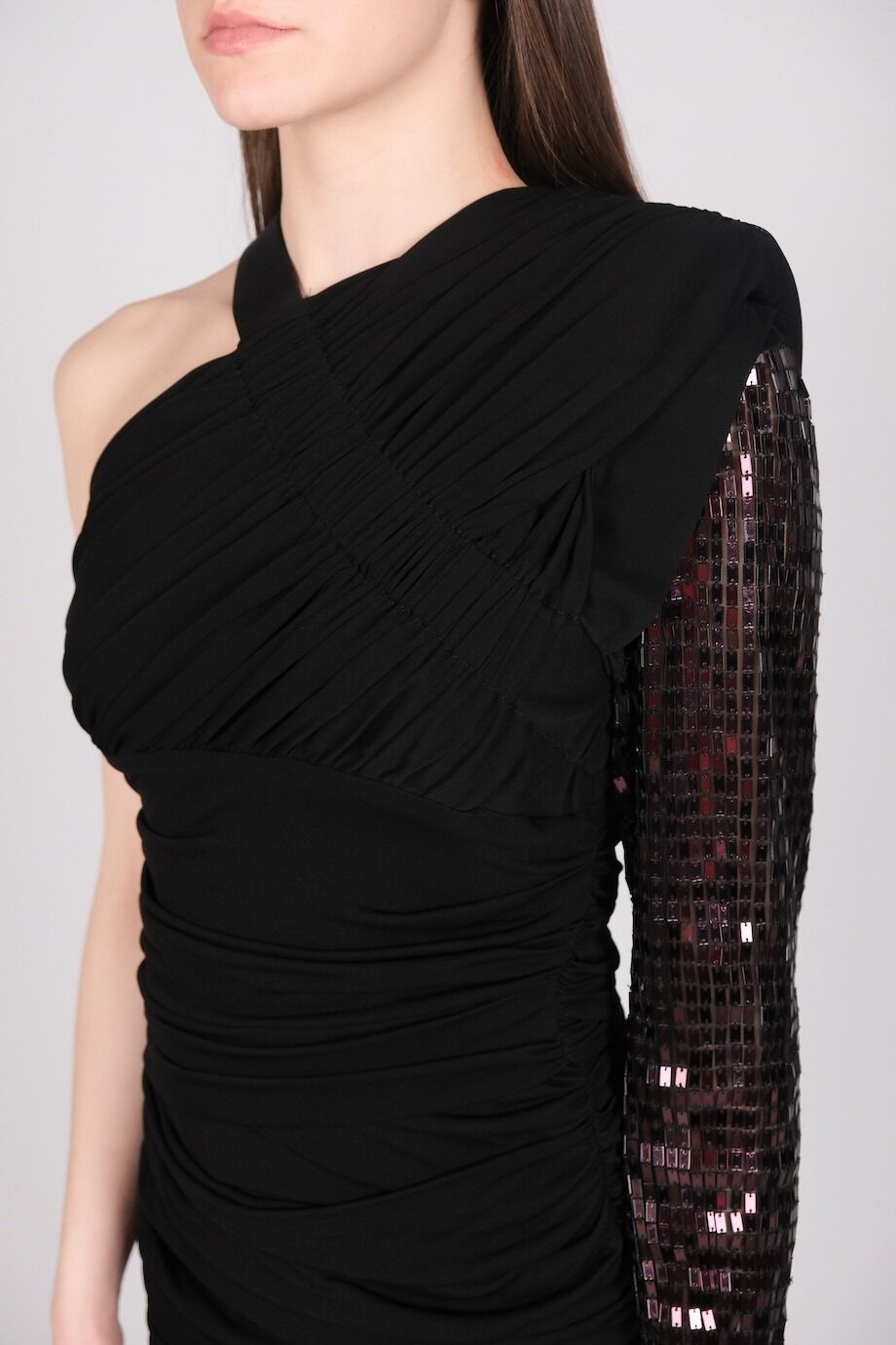 image 3 Платье черного цвета с асимметричным рукавом