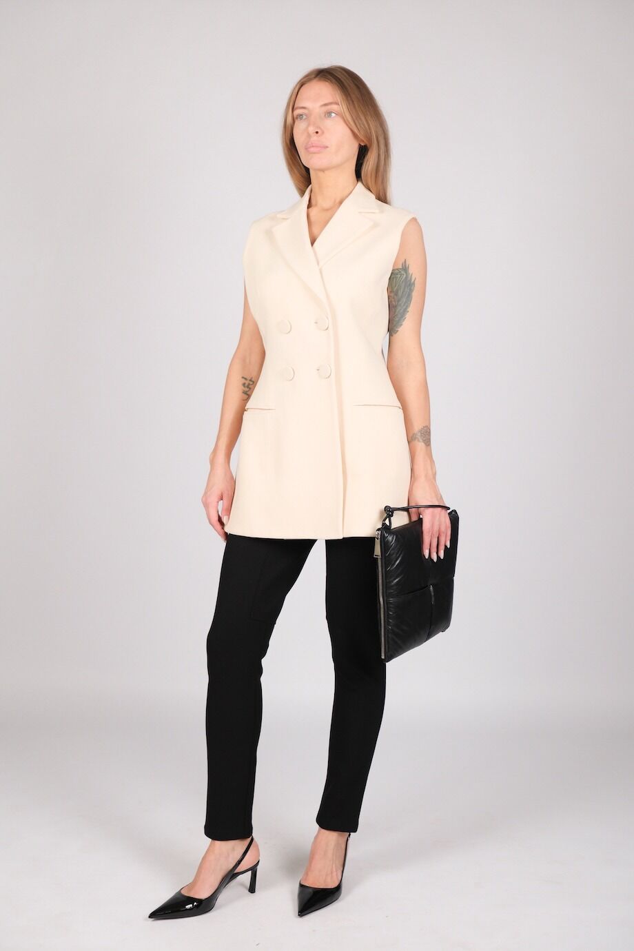 image 1 Двубортный жилет молочного цвета