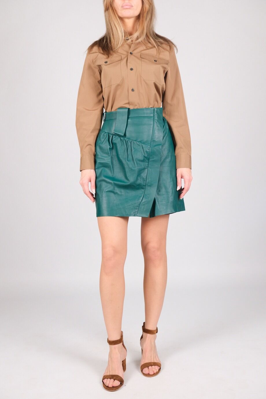 image 1 Кожаная юбка бирюзового цвета