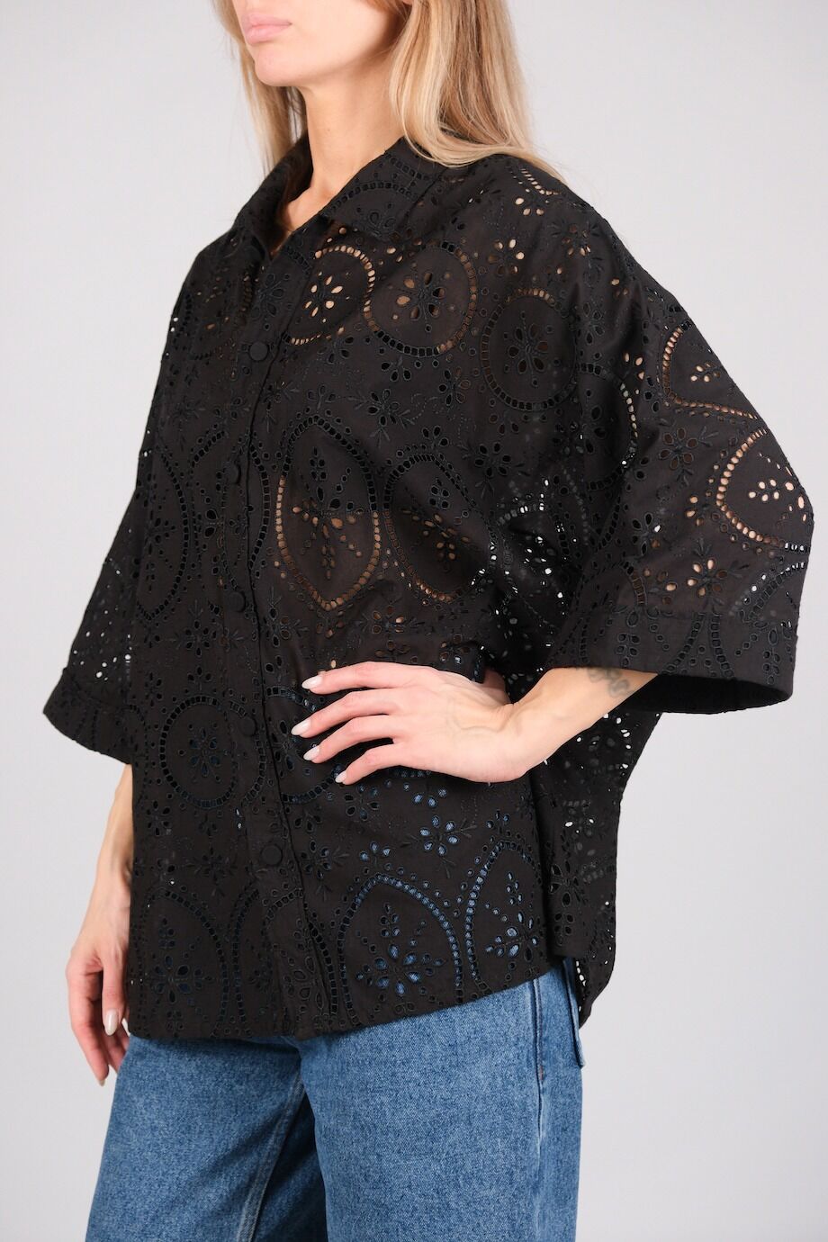 image 2 Рубашка черного цвета свободного кроя из шитья