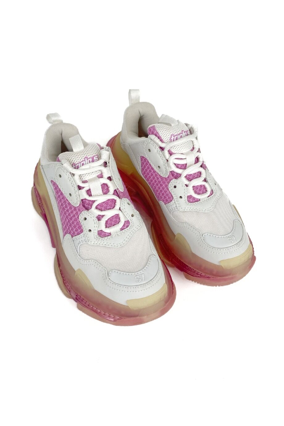 image 1 Кроссовки Triple S молочного цвета с розовыми вставками