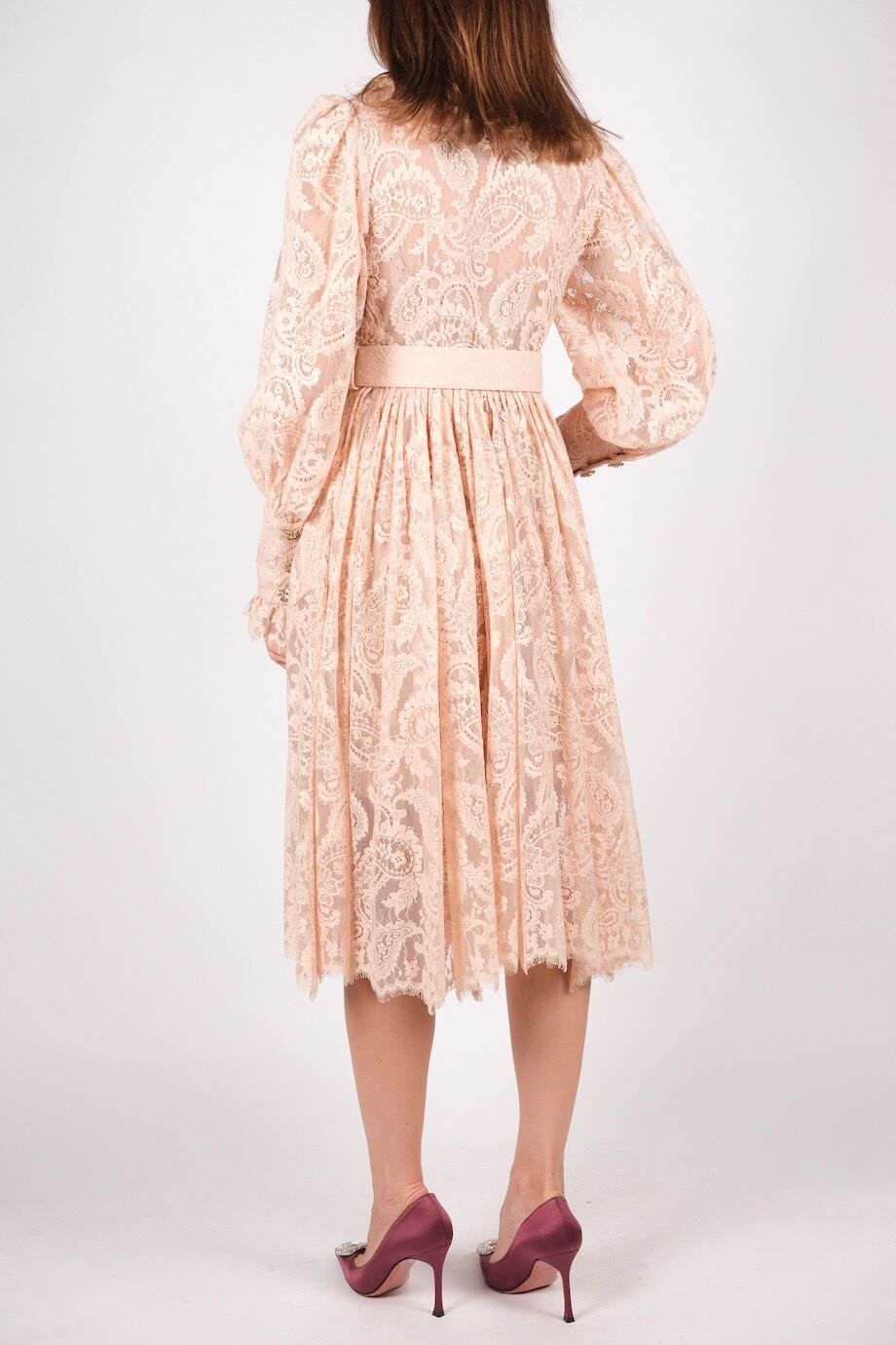 image 4 Кружевное платье персикового цвета с воланами